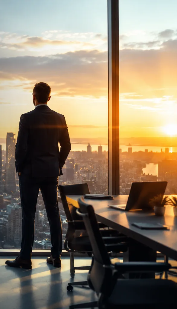 Silhouette d'un quartier d'affaires en fin de journée